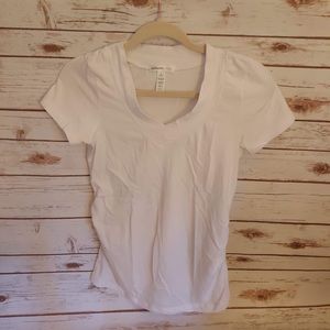 White V-Neck Maternity Tee